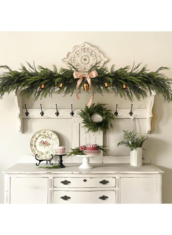 تابيت سيقان صنوبر نورفولك اصطناعية، أغصان صنوبر خضراء مزيفة لعيد الميلاد، أعواد صنوبر نورفولك بطول 17.8 بوصة لأشغال يدوية للمزهريات، صناعة أكاليل الزهور، ديكور منزلي داخلي وخارجي لعيد الميلاد - Image 4