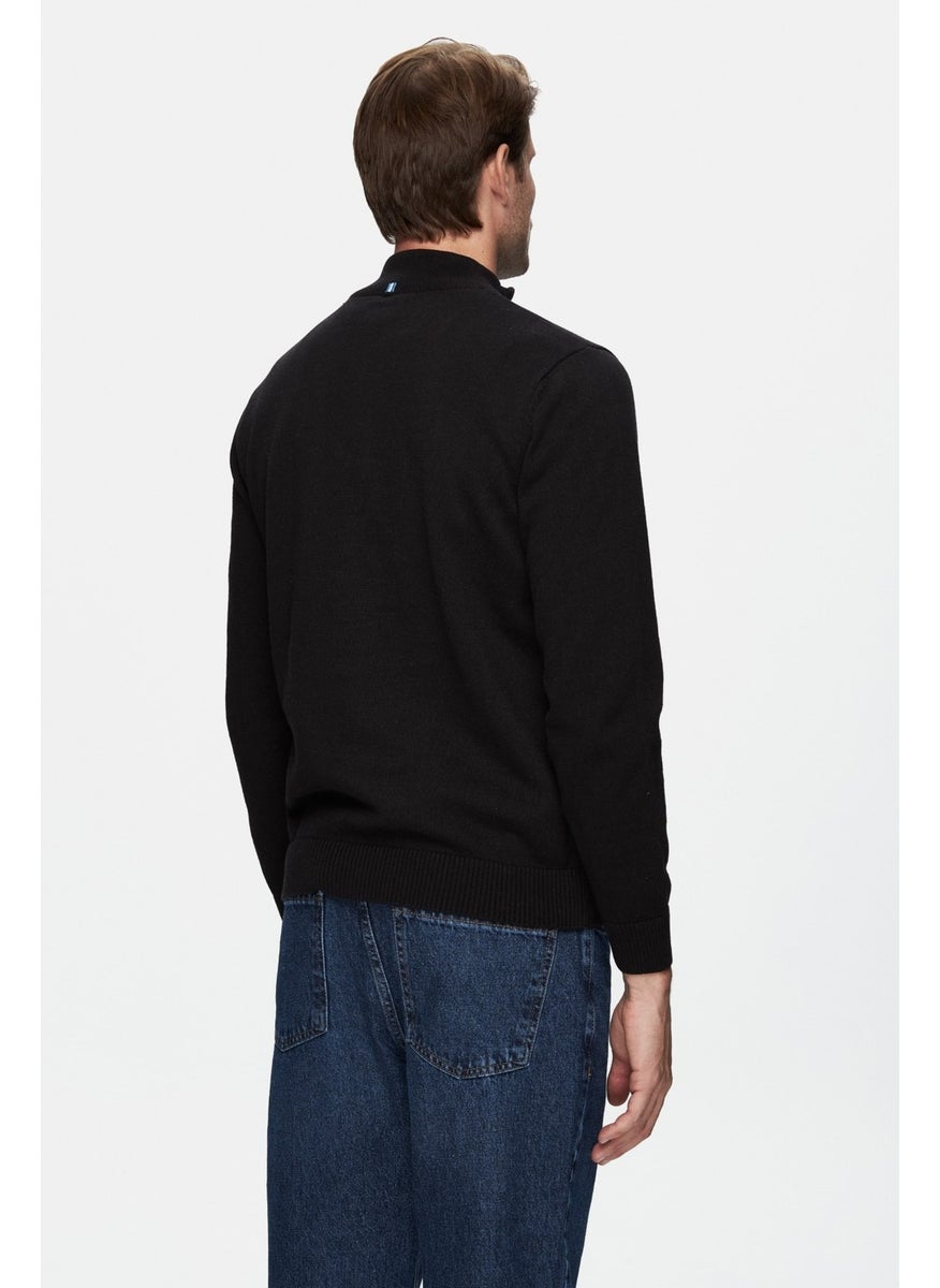 UCLA Arthur Black Half Zipper Embroidered Standard Fit Men's Sweater  - Image 4