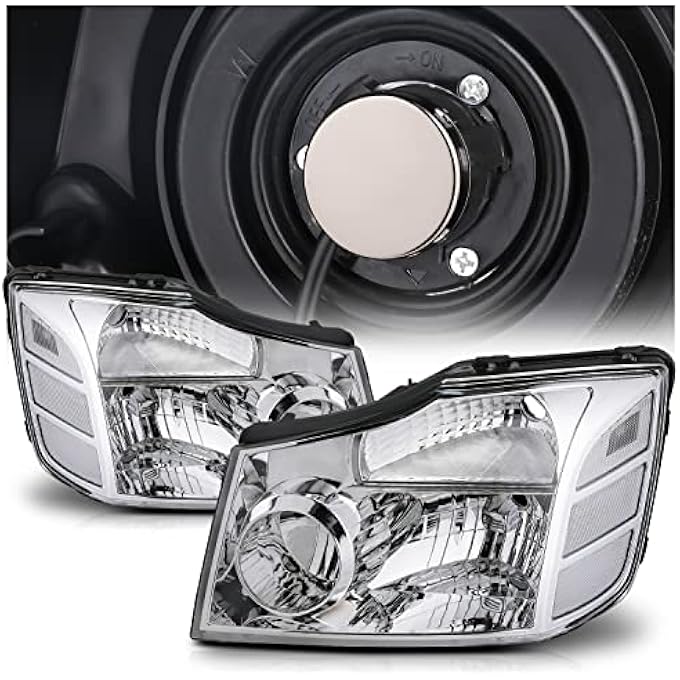 M-AUTO M Auto Oe Style Chrome Headlight Assembly W 4 Pre Assembled 6000K Led Bulbs Replacement For 04 15 Nissan Titan  2004 2005 2006 2007 Armada ChromeClear  Clear Corner - Image 2