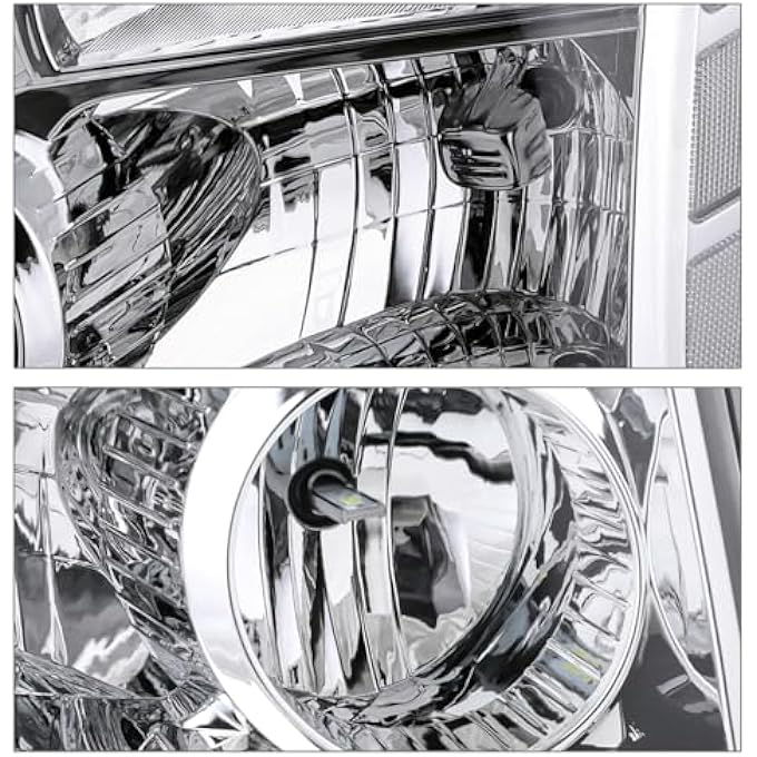 M-AUTO M Auto Oe Style Chrome Headlight Assembly W 4 Pre Assembled 6000K Led Bulbs Replacement For 04 15 Nissan Titan  2004 2005 2006 2007 Armada ChromeClear  Clear Corner - Image 5