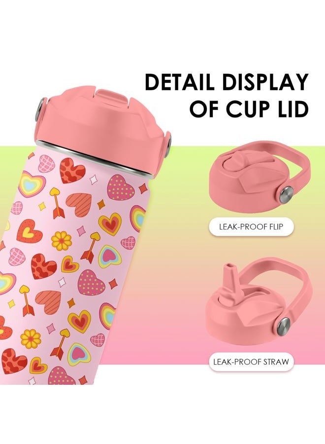 xiiai 16oz Insulated Water Bottle with Handle & Flip Straw Love Heart - Themed Tumbler, Stainless Steel Heart-Shape Themed Mugs, Gifts for Girls Coworkers, Friend, Travel Cup - Image 5
