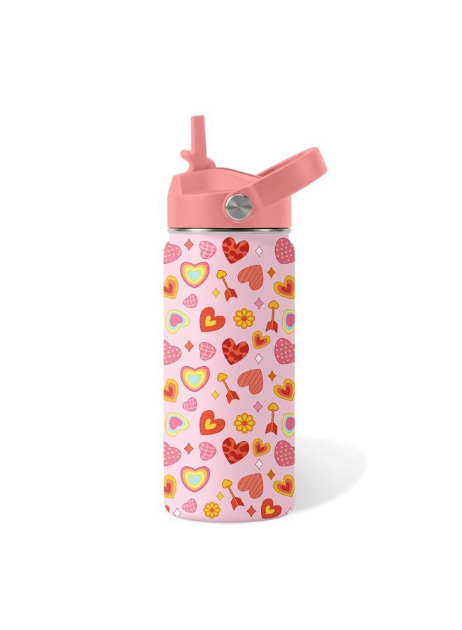 xiiai 16oz Insulated Water Bottle with Handle & Flip Straw Love Heart - Themed Tumbler, Stainless Steel Heart-Shape Themed Mugs, Gifts for Girls Coworkers, Friend, Travel Cup - Image 1