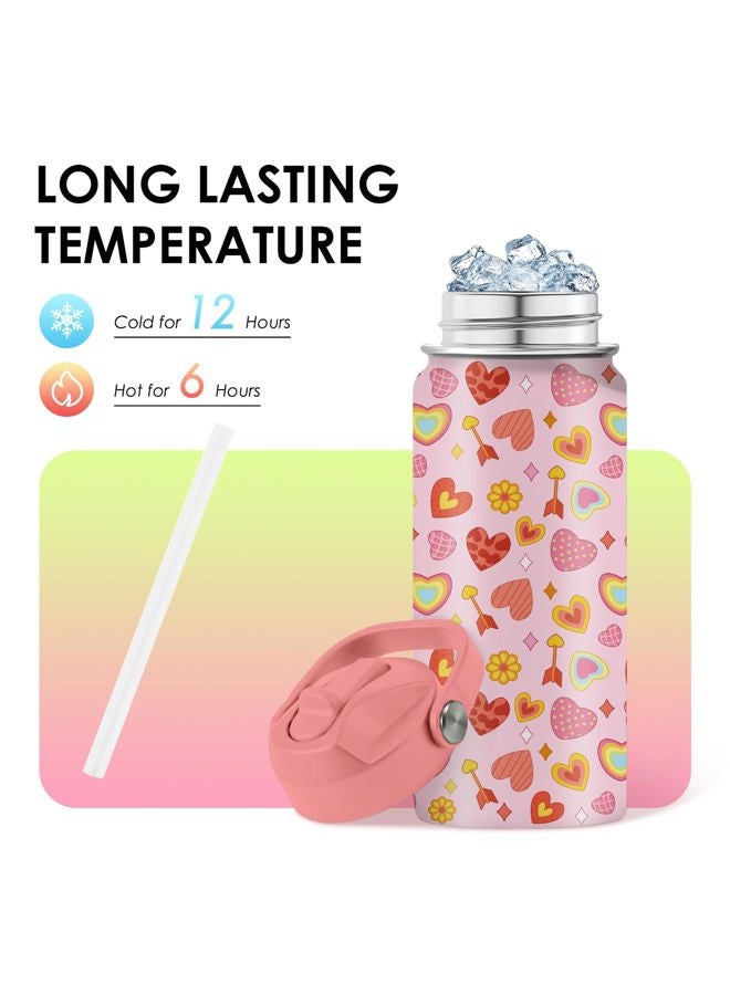 xiiai 16oz Insulated Water Bottle with Handle & Flip Straw Love Heart - Themed Tumbler, Stainless Steel Heart-Shape Themed Mugs, Gifts for Girls Coworkers, Friend, Travel Cup - Image 4