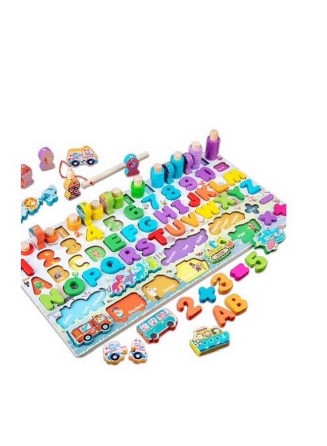 ميكسد ألغاز خشبية للأطفال الصغار ، ألعاب تعليمية للأطفال ، ألغاز شكل رقم الأبجدية الخشبية للأطفال التنوير ألغاز التعليم المبكر ، ألعاب فرز الشكل المغناطيسي والعد - Image 1