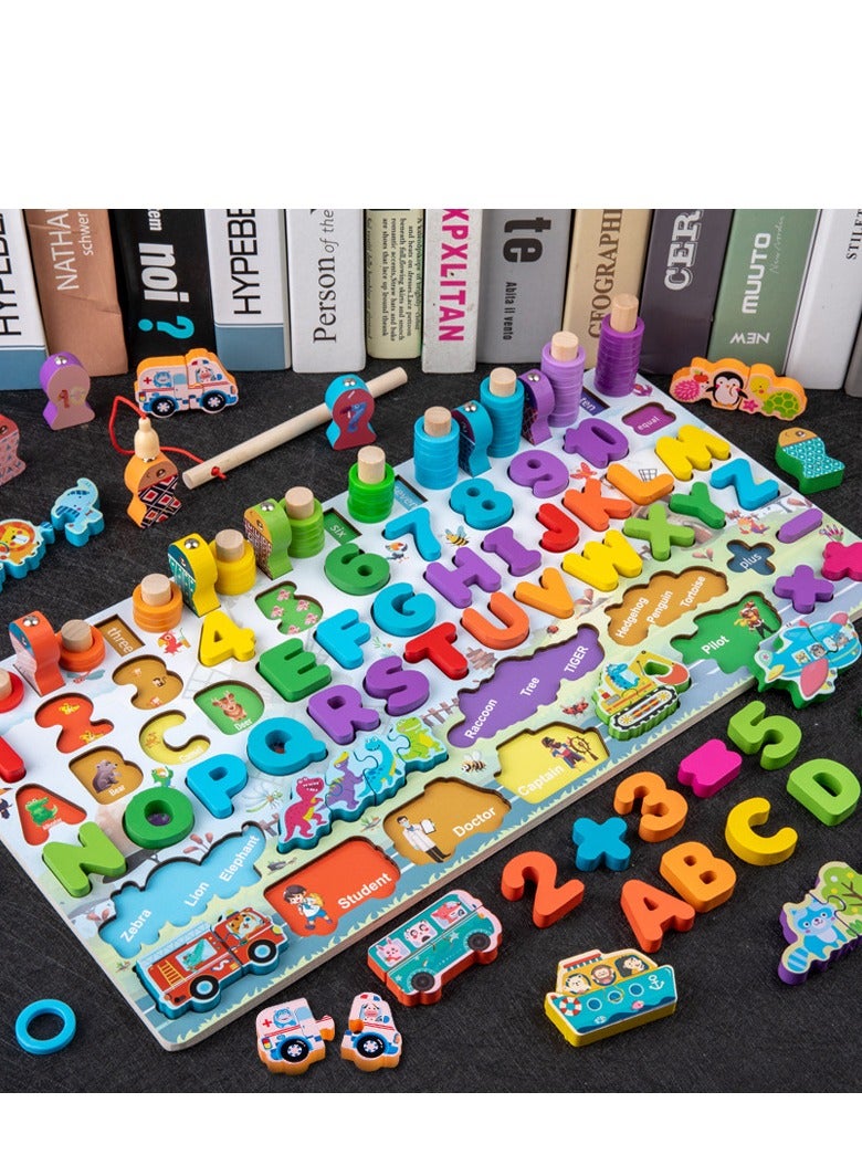 ميكسد ألغاز خشبية للأطفال الصغار ، ألعاب تعليمية للأطفال ، ألغاز شكل رقم الأبجدية الخشبية للأطفال التنوير ألغاز التعليم المبكر ، ألعاب فرز الشكل المغناطيسي والعد - Image 2