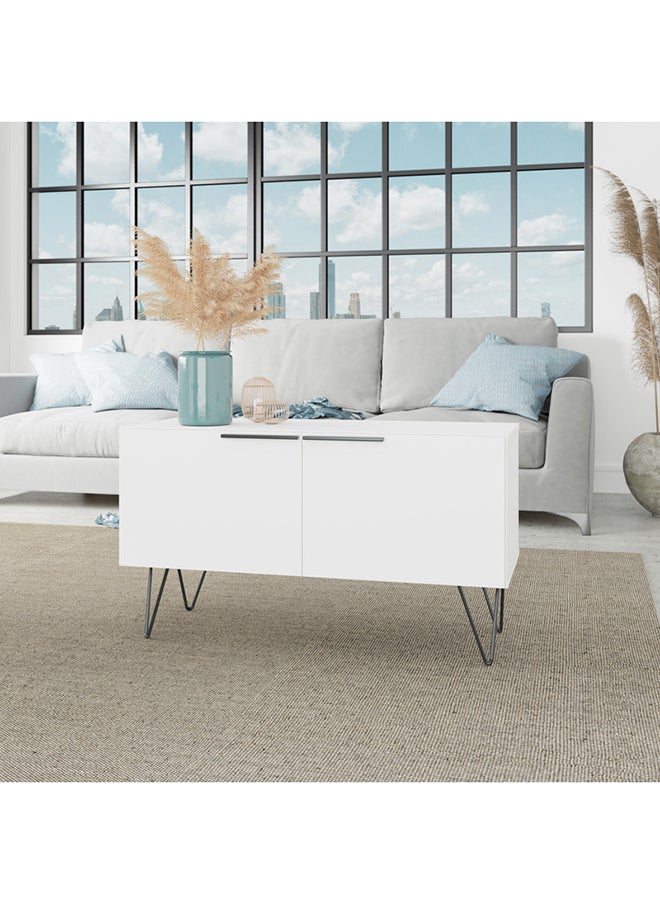 Home Box Wooden Coffee Table With Storage For Living Room  Mdp 15Mm Color White 36.5 x 90 x 50.4 cm  - Image 1