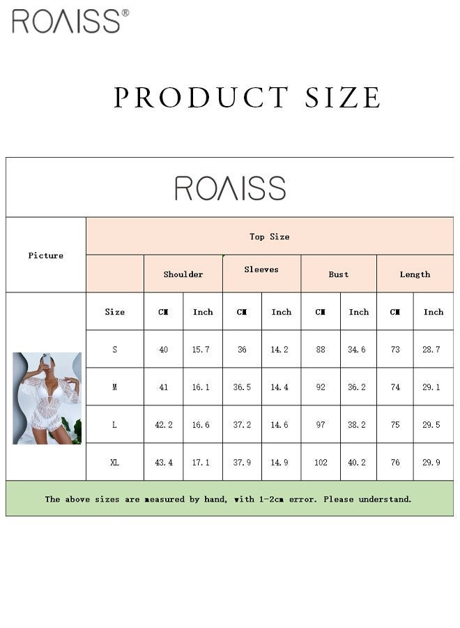 roaiss 3-Piece Women's Bikini Set Neck Tied Bra And High Waisted Swimming Trunks Flower Lace Beach Waist Elastic Smock - Image 4
