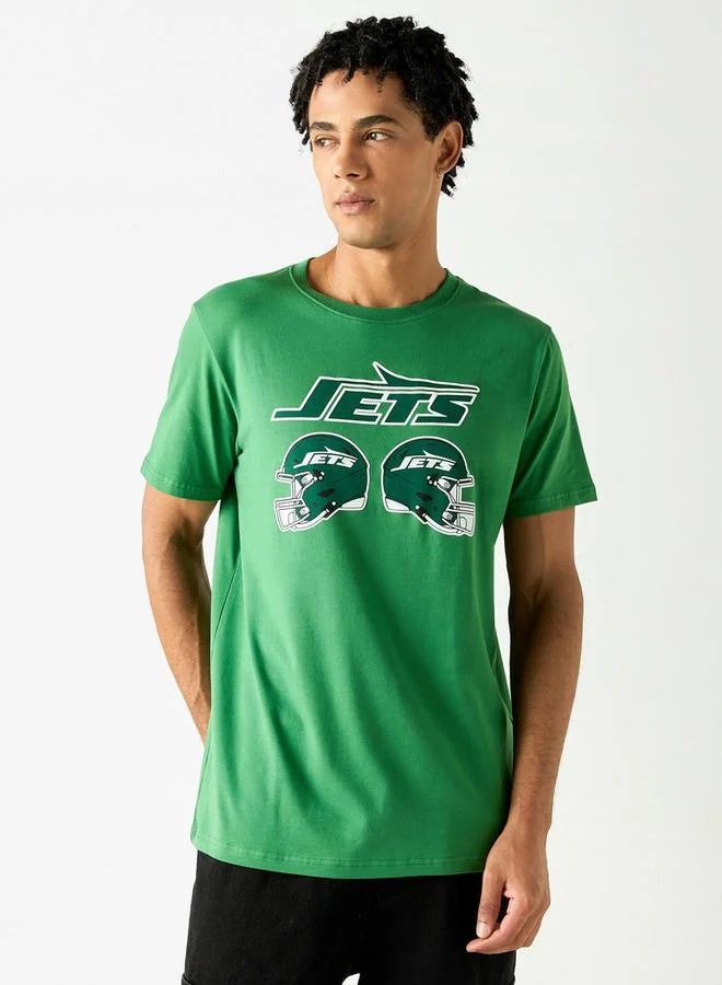 Graphic Print Crew Neck T-shirt with Short Sleeves