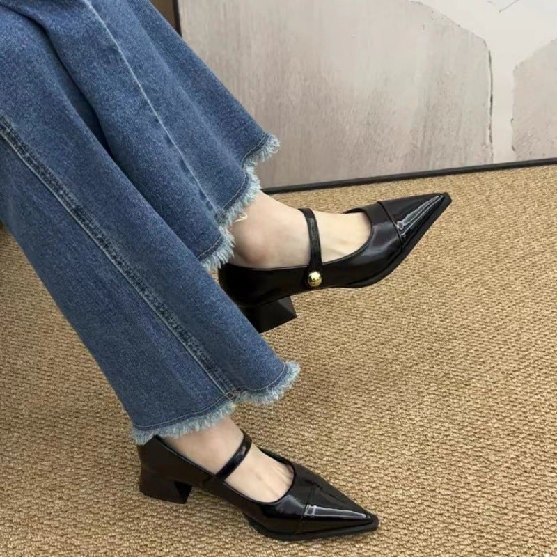Retro Mary Jane Heels Comfort Low Pumps Black