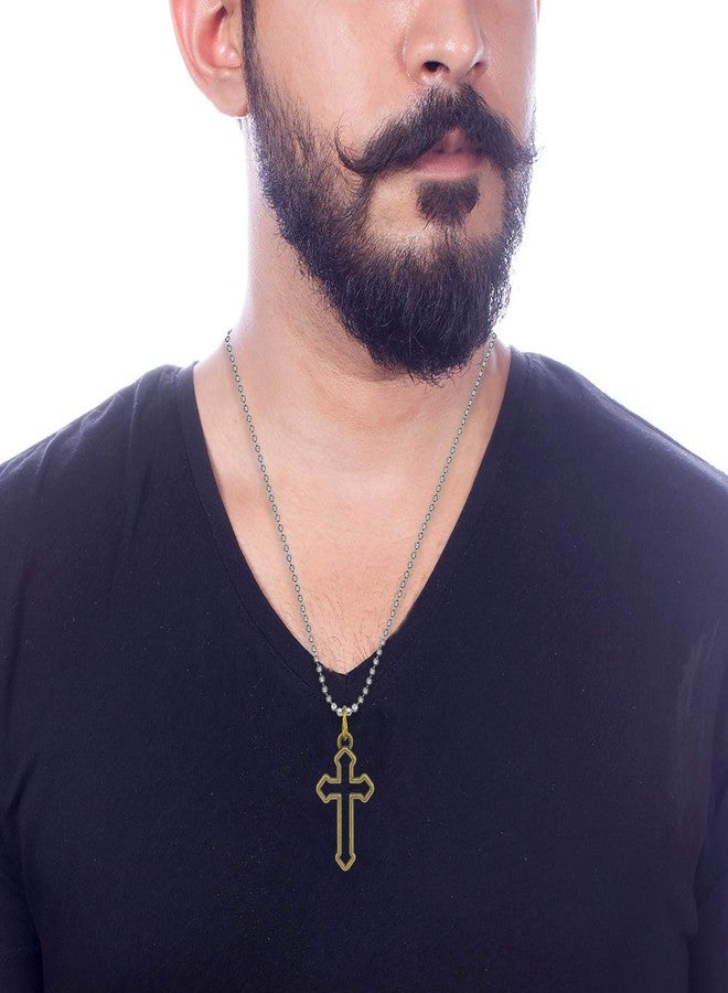 Morvi Antique Finish Plated Brass, Very unique and Stylish, Small and Sober, Jesus, Criss Cross Design, Pendant Locket Chain Men and women - Image 3