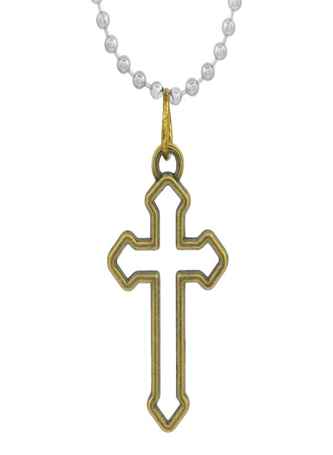 Morvi Antique Finish Plated Brass, Very unique and Stylish, Small and Sober, Jesus, Criss Cross Design, Pendant Locket Chain Men and women - Image 1