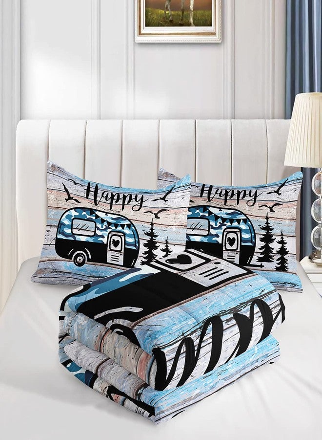 HOSIMA Happy Camping Decor Comforter Set,Camouflage Camper Bedding Twin Size for Kids Teen Girls Boys Room Decor,Camper Accessories for Travel Trailers Themed Bedding with 2 Pillowcases. - Image 4