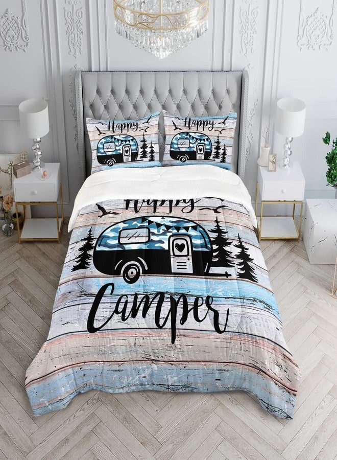 HOSIMA Happy Camping Decor Comforter Set,Camouflage Camper Bedding Twin Size for Kids Teen Girls Boys Room Decor,Camper Accessories for Travel Trailers Themed Bedding with 2 Pillowcases. - Image 2