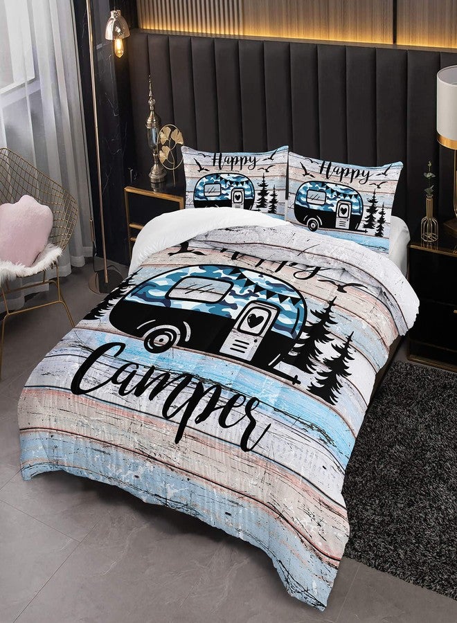 HOSIMA Happy Camping Decor Comforter Set,Camouflage Camper Bedding Twin Size for Kids Teen Girls Boys Room Decor,Camper Accessories for Travel Trailers Themed Bedding with 2 Pillowcases. - Image 3