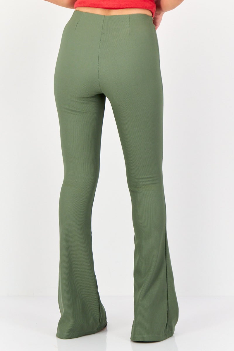 Reserved Women Regular Fit Textured Palazzo Pants, Army Green - Image 3