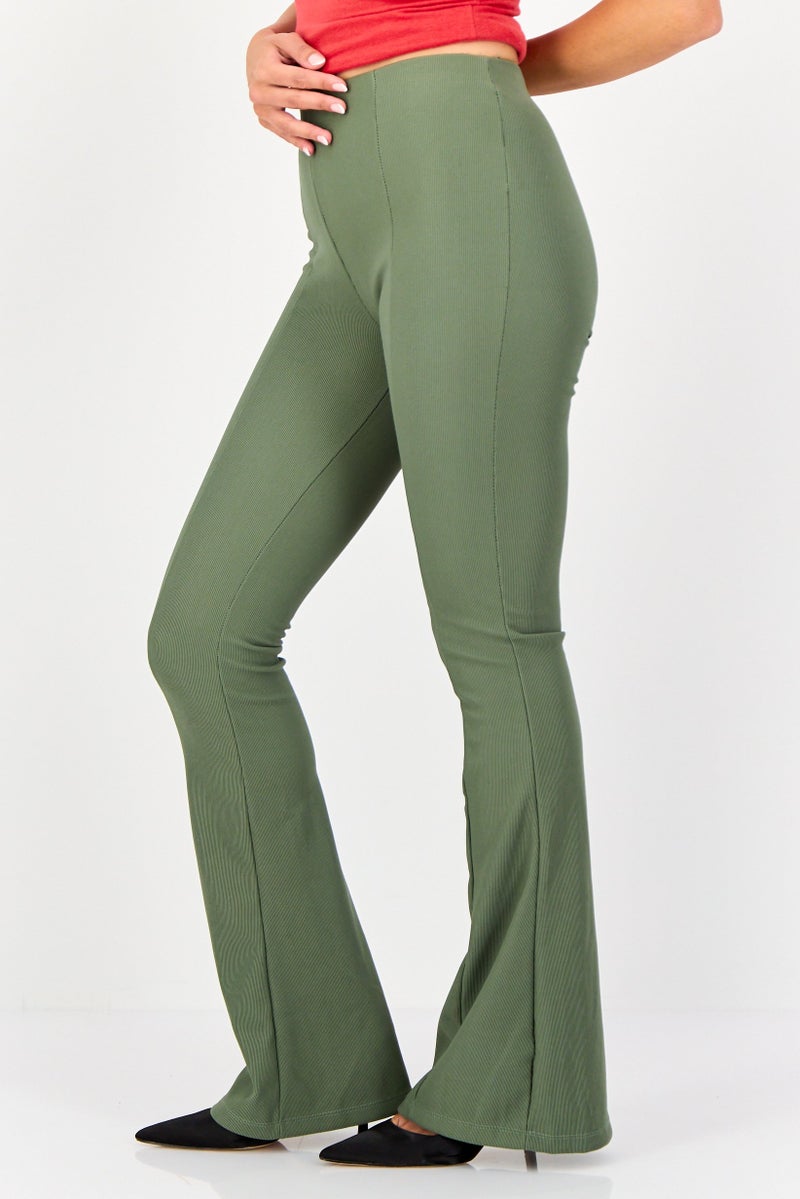 Reserved Women Regular Fit Textured Palazzo Pants, Army Green - Image 2