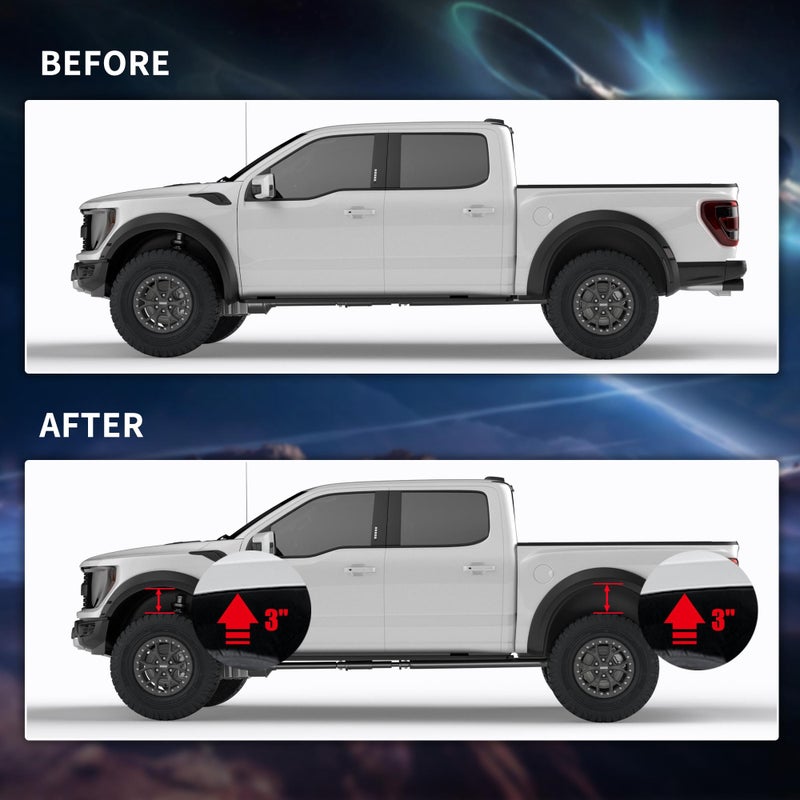 PROEZE 3" Front and 3" Rear Leveling Lift Kits for 2004-2020 F150 2WD 4WD, 3inch Front Strut Spacers and 3inch Rear Lift Blocks with Extended U Bolts - Image 4