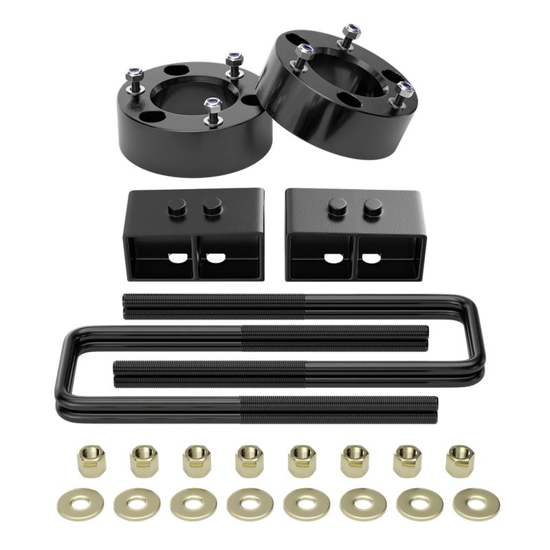 PROEZE 3" Front and 3" Rear Leveling Lift Kits for 2004-2020 F150 2WD 4WD, 3inch Front Strut Spacers and 3inch Rear Lift Blocks with Extended U Bolts - Image 1