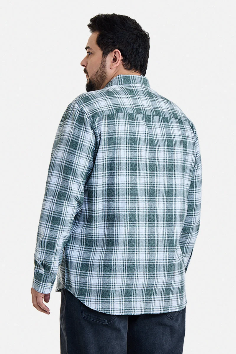 SNITCH Green Green Checkered Long Sleeve Regular Fit Plus Size Shirt for Men | Best Price UAE