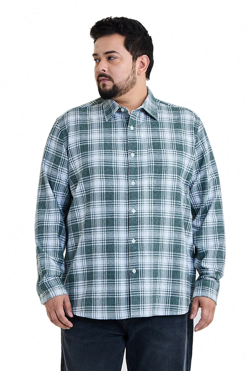 SNITCH Green Green Checkered Long Sleeve Regular Fit Plus Size Shirt for Men | Best Price UAE