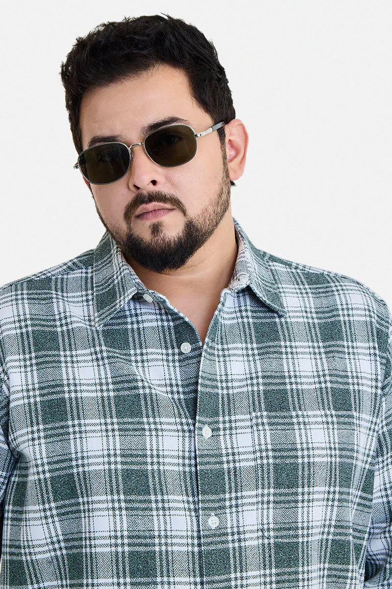 SNITCH Green Green Checkered Long Sleeve Regular Fit Plus Size Shirt for Men | Best Price UAE