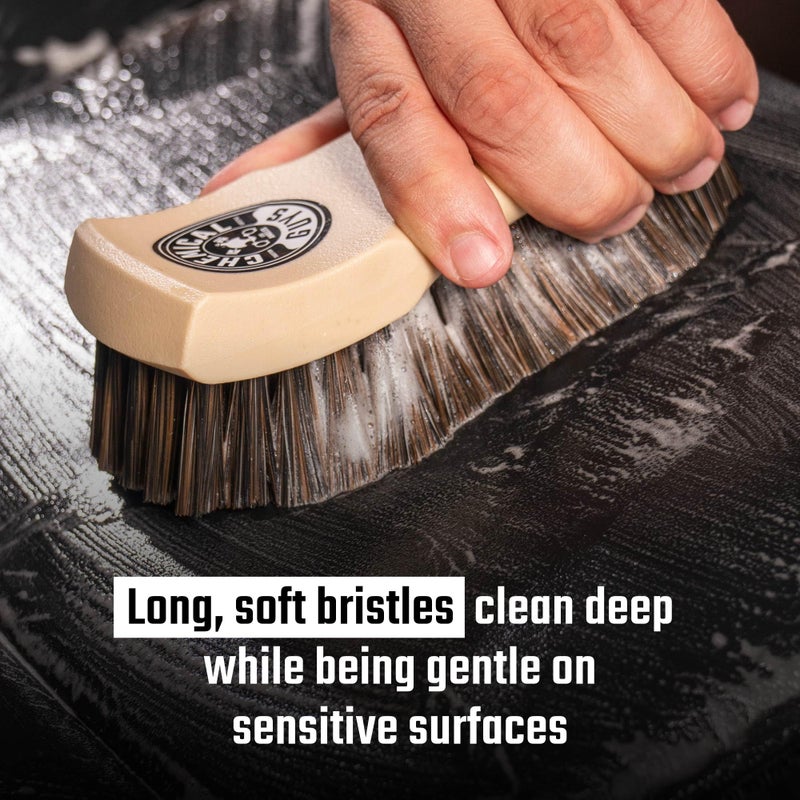 Chemical Guys Long Bristle Horse Hair Leather Cleaning Brush - Gently Cleans Leather Car Interiors, Furniture, Sneakers, Boots, and More - Safe for Natural, Synthetic, Faux, and Pleather - Image 3