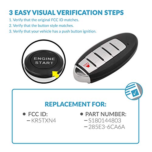 Keyless2Go Replacement for 5 Button Proximity Smart Key Nissan KR5TXN4 285E3-6CA6A - Image 4