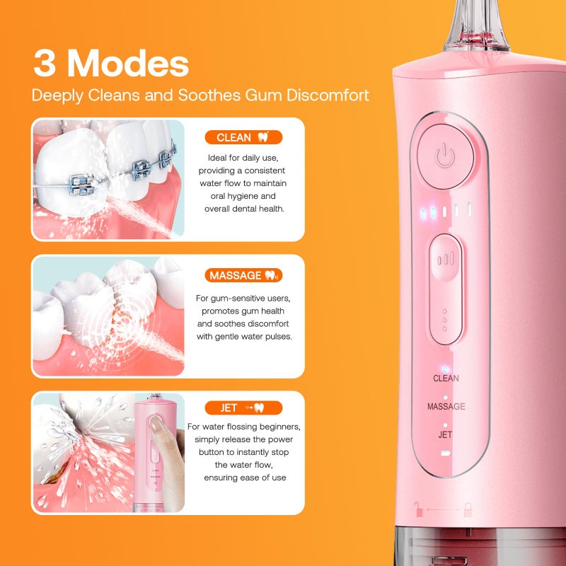 Bitvae Water Dental Flosser Teeth Picks, Cordless Portable Oral Irrigator, Powerful and Rechargeable Oral Irrigator, Brace Care, IPX7 Waterproof Water Dental Picks for Cleaning, Quartz Pink - Image 5