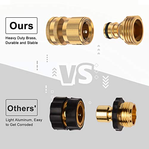 Kesfitt Garden Hose Quick Connect 3/4 Inch GHT Solid Brass Hose Connector Adapter Kit Fitting No-Leak Water Hose Female and Male Adapter (4 Sets) - Image 3