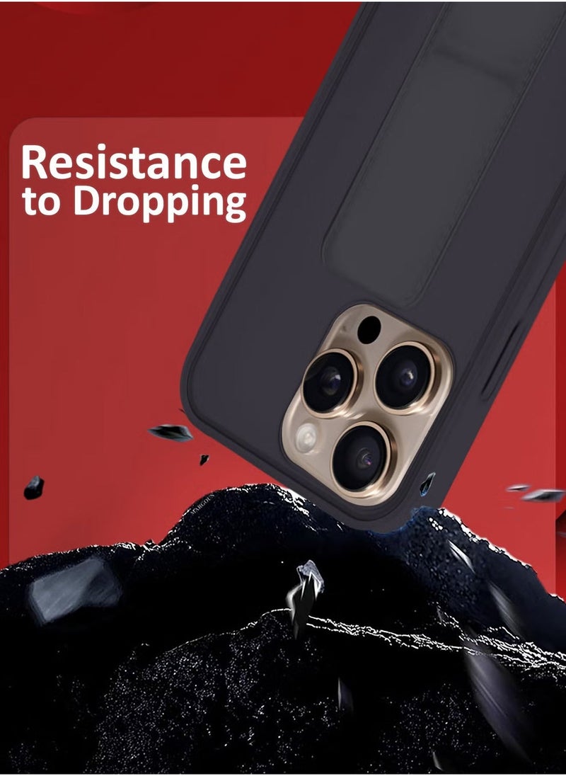 Raxoom 2-Pack Premium PU Leather Case & Screen Protector for iPhone 16 Pro Max â€“ Shockproof, Anti-Scratch, Stand Function, Finger Grip Case Cover (Dark Purple) - Image 4