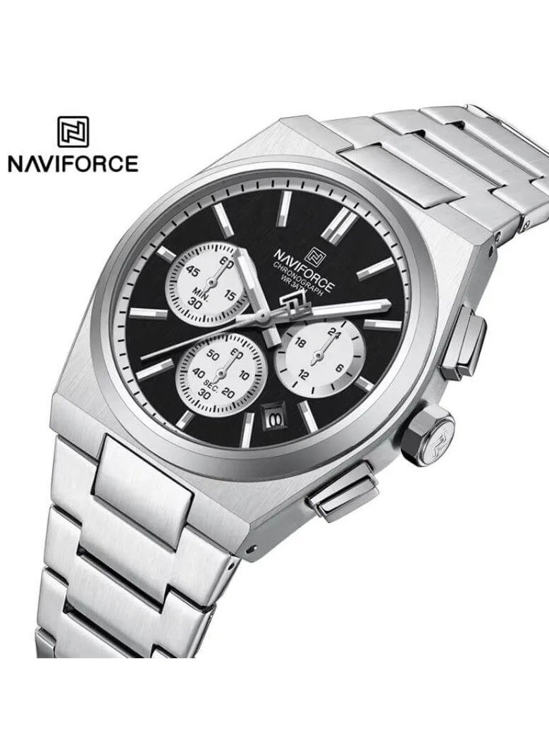 NAVIFORCE - Matching Chronograph Watch Set with Multi Function Display Stainless Steel Strap Water Resistant Timepiece for Couples - Image 1