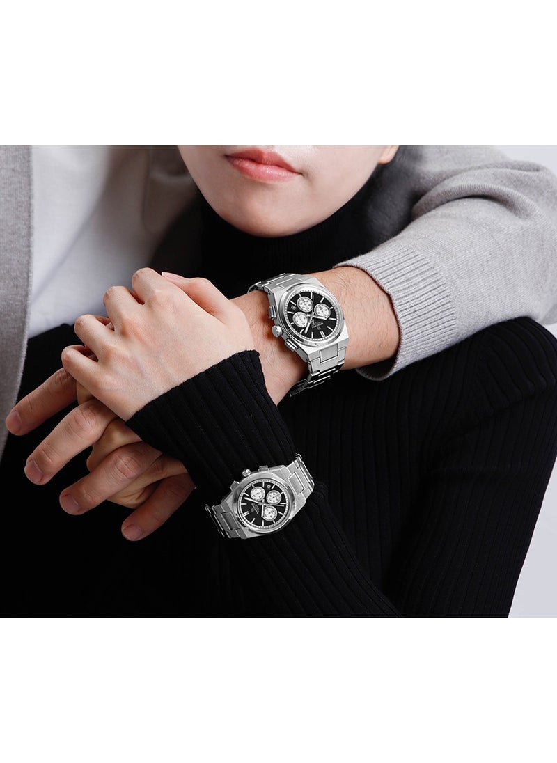 NAVIFORCE - Matching Chronograph Watch Set with Multi Function Display Stainless Steel Strap Water Resistant Timepiece for Couples - Image 1