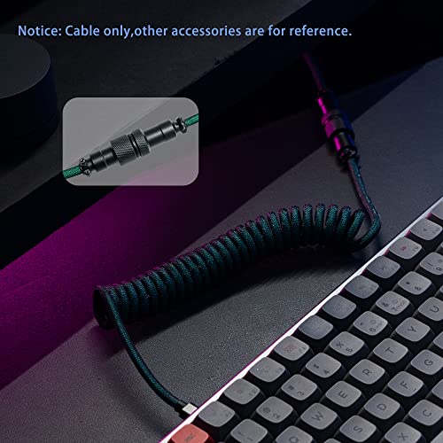 Formulamod USB C Coiled Keyboard Cable for Mechanical Keyboard, Coiled USB AviatorCable, Pro Double Sleeved Cable with Organizer Zipper Box (Green) - Image 3