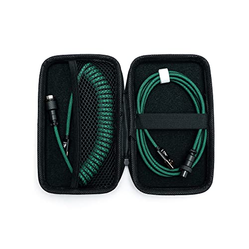 Formulamod USB C Coiled Keyboard Cable for Mechanical Keyboard, Coiled USB AviatorCable, Pro Double Sleeved Cable with Organizer Zipper Box (Green) - Image 1