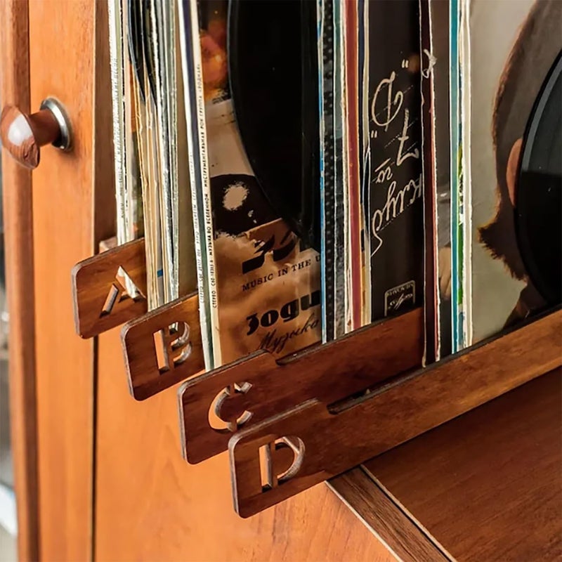 Didyts 26PCS Alphabetical Wooden Vinyl Storage Dividers, 26 Record Separator Holder Dividers A-Z Fot Horizontal Vertical, Album CD DVD Media Book Shelf Holders Accessories for Music Enthusiasts Album Crate - Image 3