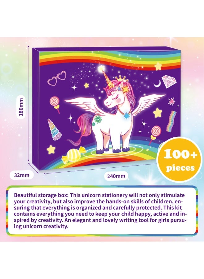 Purple Unicorn DIY Journal Set for Girls, Kids Diary Scrapbook Kit, Birthday Gift - Image 2