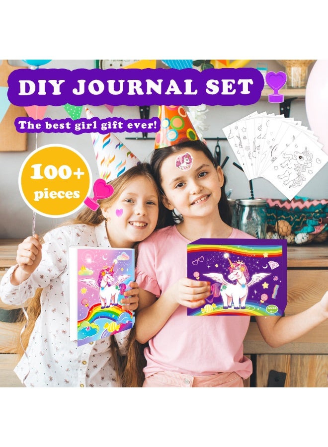 Purple Unicorn DIY Journal Set for Girls, Kids Diary Scrapbook Kit, Birthday Gift - Image 3