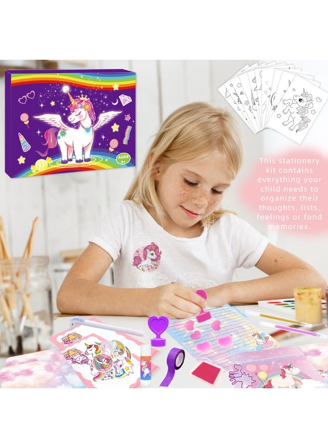 Purple Unicorn DIY Journal Set for Girls, Kids Diary Scrapbook Kit, Birthday Gift - Image 4
