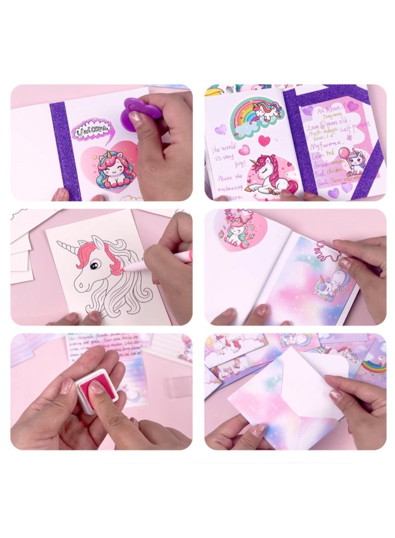 Purple Unicorn DIY Journal Set for Girls, Kids Diary Scrapbook Kit, Birthday Gift - Image 5