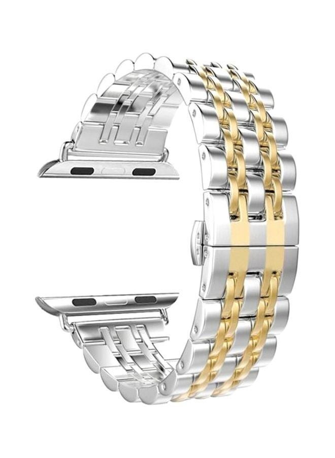 Stainless Steel Replacement Band For Watch Series 1/2/3/4 42mm/44mm/45mm Gold and silver - Image 1