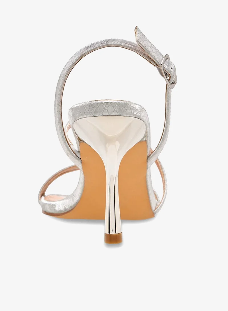 Flora Bella By Shoexpress SILVER Flora Bella Women Stiletto Heel Strap Sandals for Women | Best Price UAE