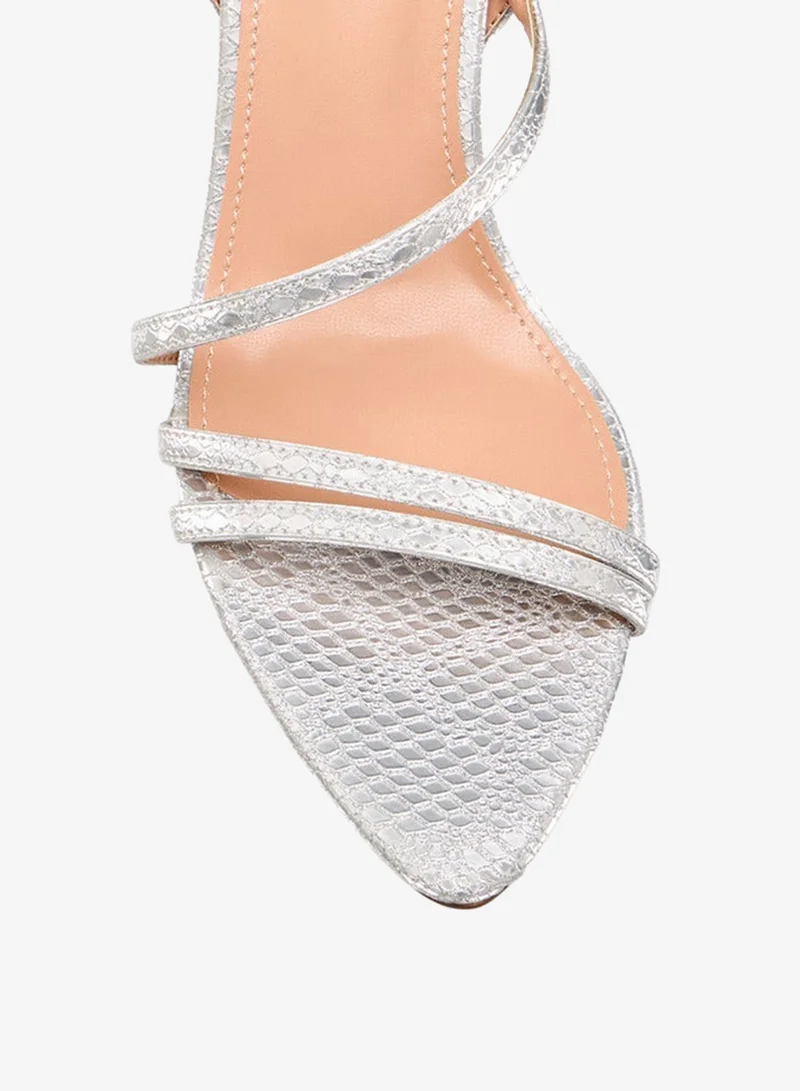 Flora Bella By Shoexpress SILVER Flora Bella Women Stiletto Heel Strap Sandals for Women | Best Price UAE