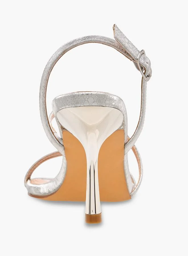 Flora Bella By Shoexpress SILVER Flora Bella Women Stiletto Heel Strap Sandals for Women | Best Price UAE