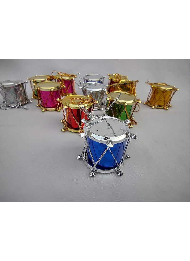 DEV POOJA STORE DEV POOJA STORE Hanging Drums for Christmas Tree Decoration 1 Pack 12 Piece Multicolor  - Image 3