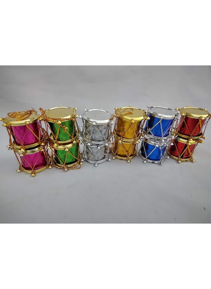 DEV POOJA STORE DEV POOJA STORE Hanging Drums for Christmas Tree Decoration 1 Pack 12 Piece Multicolor  - Image 1
