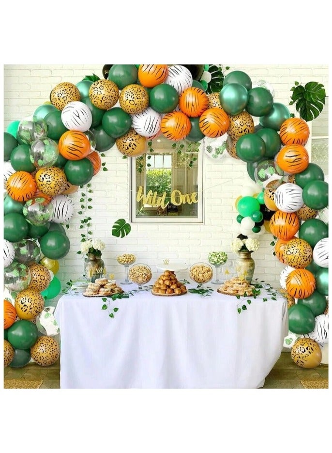 مجموعة من 30 بالونة من اللاتكس السميكة بمقاس 12 بوصة على شكل الوان حيوانات الغابة مع أوراق استوائية مطبوعة لحفلات استقبال المولود وحفلات أعياد الميلاد - Image 4