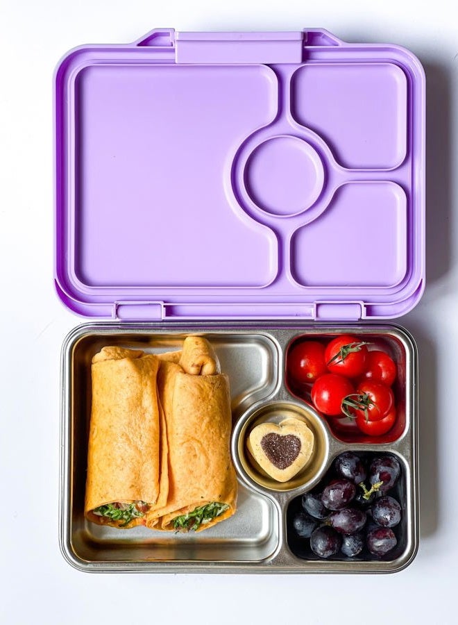 Yumbox Prêt Stainless Steel Bento Box with Leakproof Lid, Sandwich Friendly Tray (Lavande Purple) - Image 4