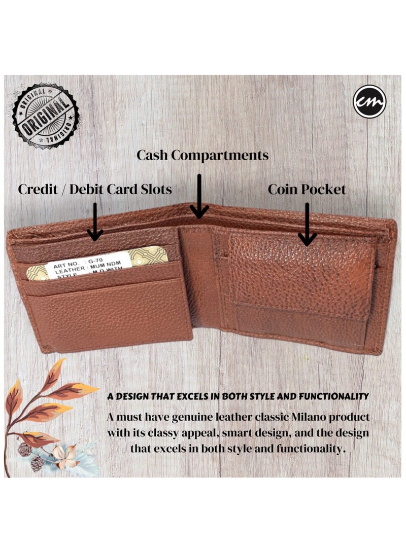Classic Milano Classic Milano Wallet for Men - Genuine Leather Card Holder Wallet, RFID Blocking Bifold Mens Wallet with Coin Pouch, Slim Wallet for Men, Durable Man Wallet - Ideal Gift  - Image 4