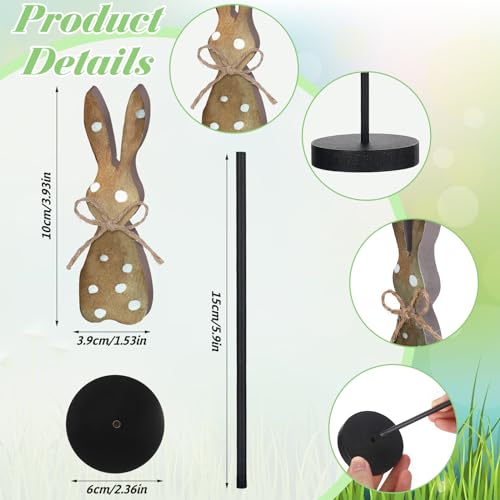 Seeloowy 5 Pieces Easter Table Decorations Wooden Bunny Table Sign Vintage Rabbit Tall Standing Tabletop Decor Rustic Easter Block Centerpiece for Spring Party Farmhouse Freestanding Home Office - Image 3