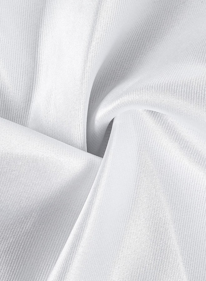 Dimeho Silk Pocket Squares Solid Color Suit Handkerchief for Men Women Pocket Square Hankies Wedding Day Handkerchiefs (White/Black) - Image 4